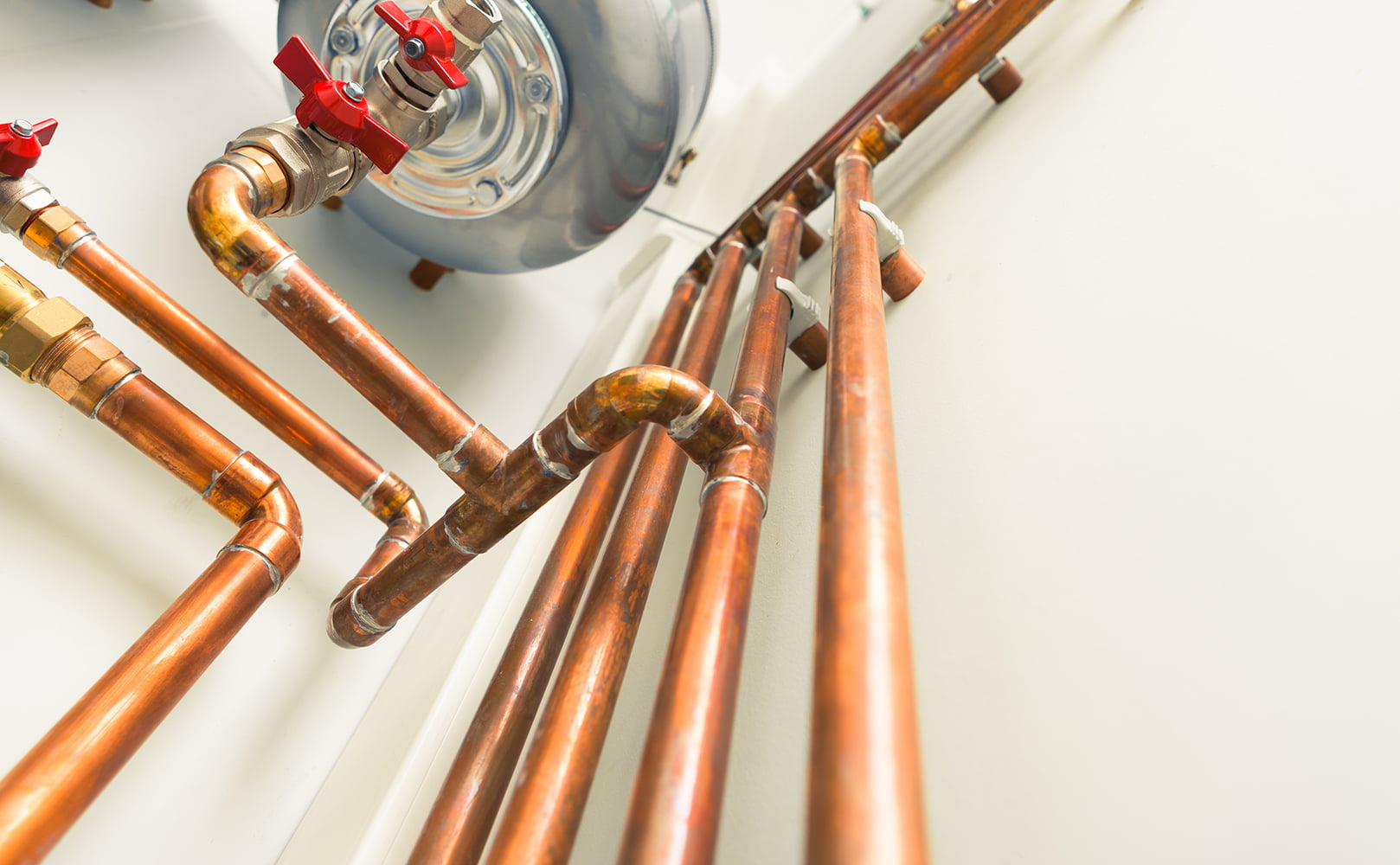 copper piping in boiler room